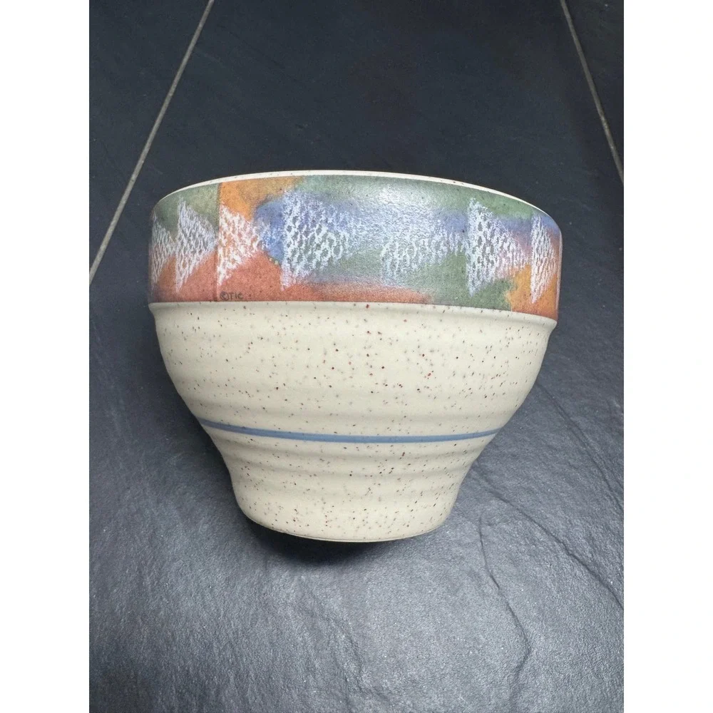 Treasure Craft Horizon Speckled Stoneware Bowl Southwestern GeometricUSA‎ Made
